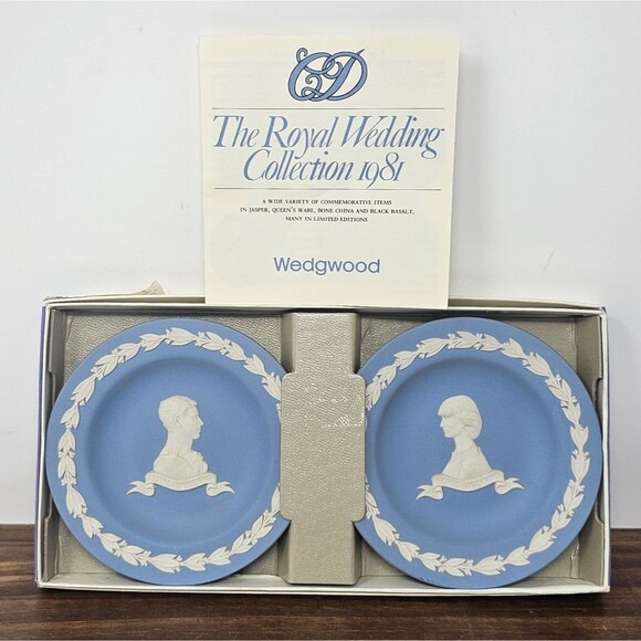 Wedgwood Royal Wedding Lady Diana & Prince Charles 1981 Plate Set Jasperware - Picture 1 of 8